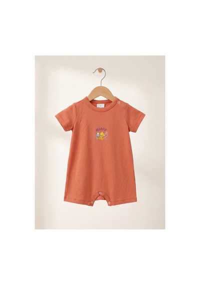Fuar Baby Miniklere Özel Kız & Erkek Bebek Pamuklu Kısa Paça Tulum Happy Civciv Desenli Fuar Baby Miniklere Özel Kız & Erkek Bebek Pamuklu Kısa Paça Tulum Happy Civciv Desenli