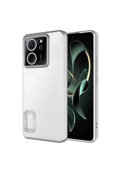 Xiaomi Mi 13t Pro Yanları Renkli Lens Korumalı Logo Gösteren Şeffaf Luxury Silikon Kılıf