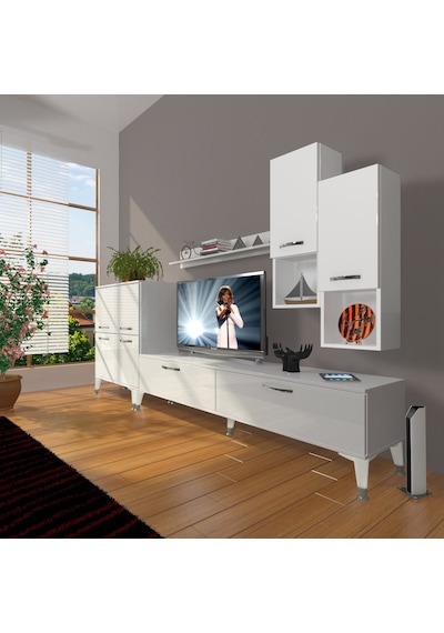 Decoraktiv Eko 6da Slm Std Silver Tv Ünitesi Tv Sehpası Beyaz