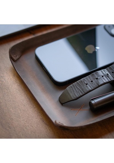 Minimal X Design Masaüstü Organizer, Toplayıcı, Hakiki Deri Vale Tepsisi, Telefon Pedi, Deri Sümen, Deri Pad, Deri