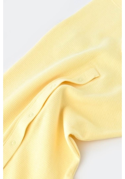 BabyCosy Bebek Şort Kollu Tulum, %100 Organik Pamuk, Bebek Ve Yenidoğan Serisi - Csyw1016 Yellow