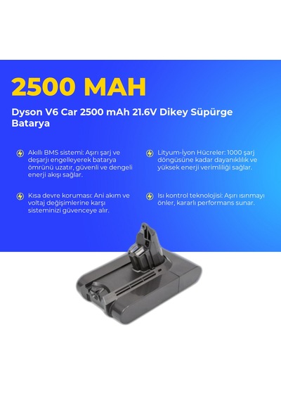 Dyson V6 Car 2500 Mah 21.6v Dikey Süpürge Batarya