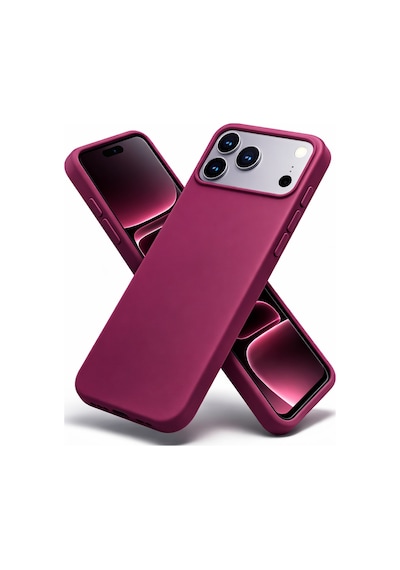 Apple Uyumlu iPhone 17 Pro Max Kılıf Renkli Lansman İçi Kadife Yumuşak Kamera Yükseltili Silikon Bordo