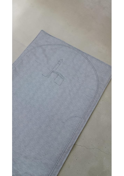 Seccade Düz Gri-kabe -nakış Işleme Yumuşak Iç Dolgulu 70x115