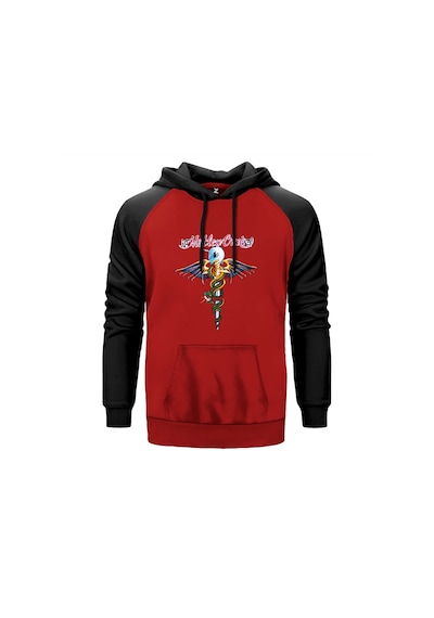 Mötley Crüe Dr. Feelgood Kırmızı Renk Reglan Kol Sweatshirt Kırmızı