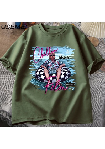 Flood Of Style Chillin Gibi Bir Suçlu T Shirt Erkek Kadın Komik Trump T-shirt Yaz Tee Unisex O Boyun Pa Yeşil