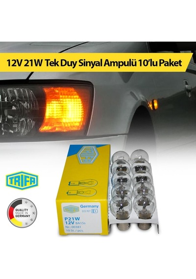 12V 21W Tek Duy Sinyal Ampulü Trifa 10'Lu Paket 00381