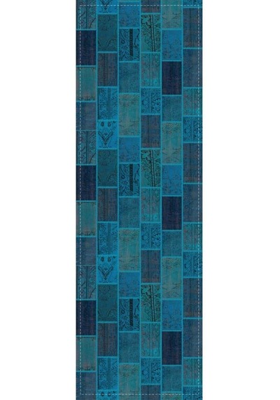 Turkuaz Patchwork Desenli Premium Masa Örtüsü Runner Rnr294n11