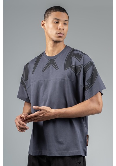 Maraton Sportswear Oversize Erkek Bisiklet Yaka Kısa Kol Basic Antrasit T-shirt 23246-antrasit