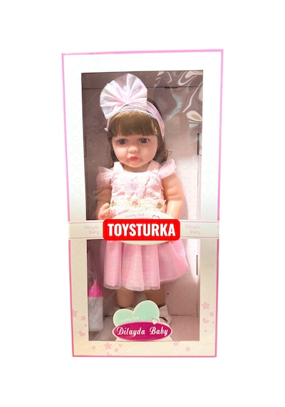 55 Cm Gerçekçi Yenidoğan Biberonlu Bebek Sesli Oyuncak Et Bebek 53373055