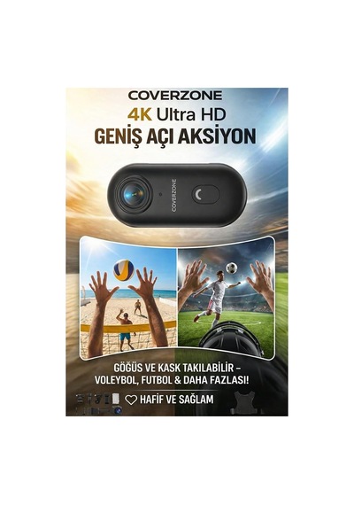 Coverzone Göğüse Takılabilir Mıknatıslı Kolyeli 1080p Mini Geniş Açı Aksiyon Kamera / Hafif Ve Kompakt Tasarı