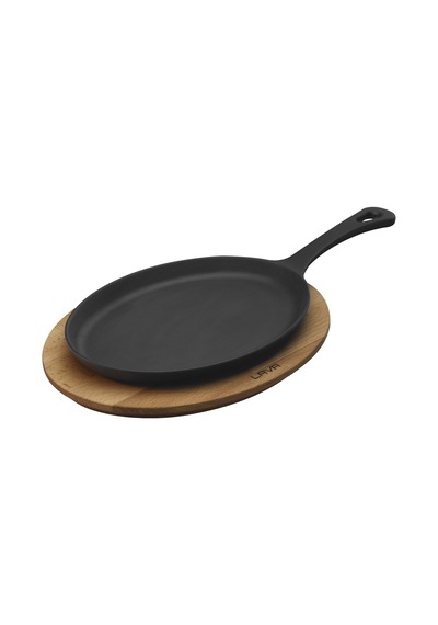 Lava Fajita Tavası Ve Altlığı, 17x23 Cm, Saplı, Oval Sku: Smg8690010554437 Açık Gri