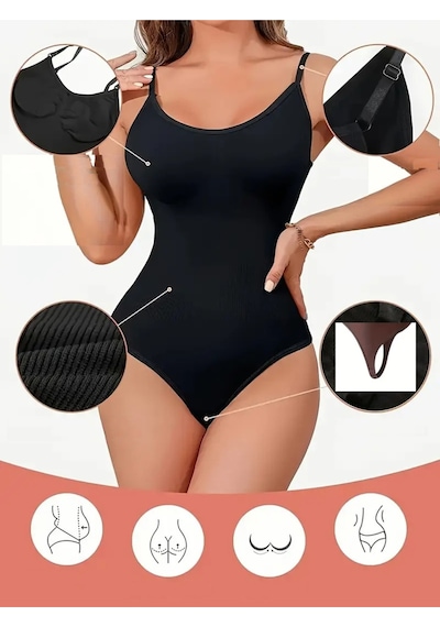 Mistirik Mimola Model Ekstra Toparlayan Ve Sıkılaştıran Zıbınlı Body Örme String Korse Siyah Renk055 Siyah