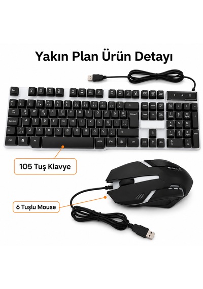 Hx-100 Kablolu Oyuncu Klavye Mouse Seti, Rainbow Led Aydınlatmalı, Türkçe Q, 105 Tuş, 6 Tuşlu Gaming Mouse Optik Hx-100 Kablolu Oyuncu Klavye Mouse Seti, Rainbow Led Aydınlatmalı, Türkçe Q, 105 Tuş, 6 Tuşlu Gaming Mouse Optik