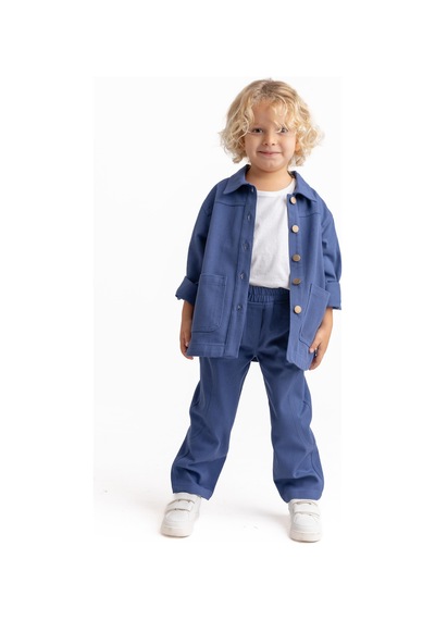 Oliven The Kid Unisex Gabardin Pantolon Mavi Mavi