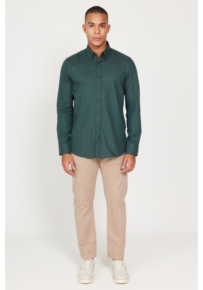 AC&Co / Altınyıldız Classics Erkek Koyu Yesıl Recycle Slim Fit Dar Kesim Gizli Düğmeli Yaka Pamuklu Flanel Oduncu Gömlek Koyu Yeşil AC&Co / Altınyıldız Classics Erkek Koyu Yesıl Recycle Slim Fit Dar Kesim Gizli Düğmeli Yaka Pamuklu Flanel Oduncu Gömlek Koyu Yeşil