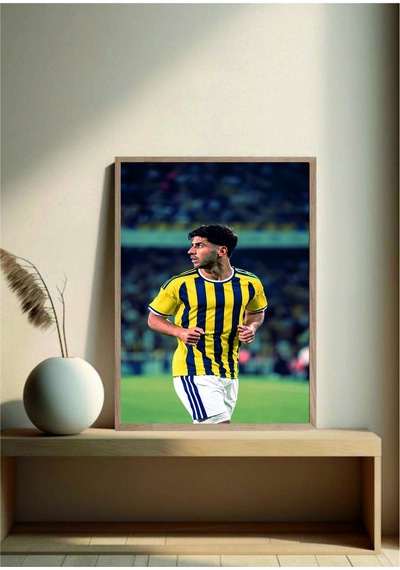 Marco Asensio Sarı Lacivert Doğal Ahşap Çerçeveli Tablo Çok Renkli - 920057761 Çok Renkli