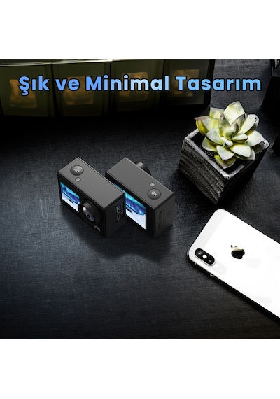 SJCAM SJ4000 Dual Screen WiFi 4K UHD 16MP 170° 2”/1.3” Çift Ekranlı Aksiyon Kamerası Siyah