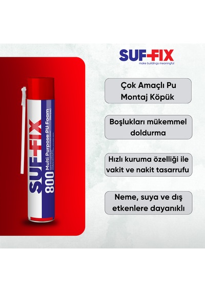 Suf-fix 800 Pipetli Montaj Köpüğü 750ml 6 Adet Profesyonel Dolgu Köpüğü
