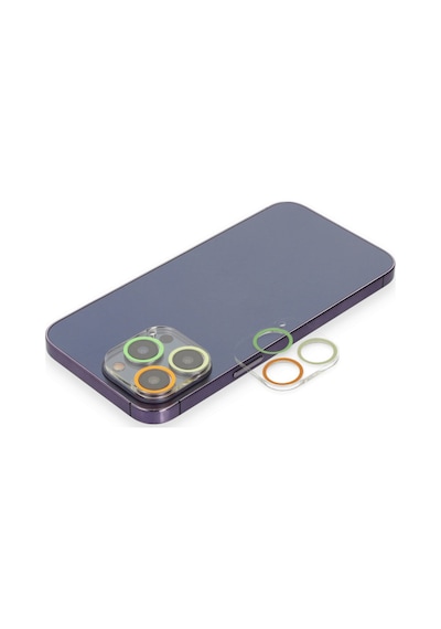 İphone 12 Pro Renkli Kamera Lens Koruma Cam - Sarı-turuncu