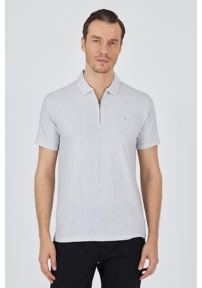 Gri Polo Yaka Kısa Kol Cepsiz Slim Fit Classic Tişört 1011250176 Gri