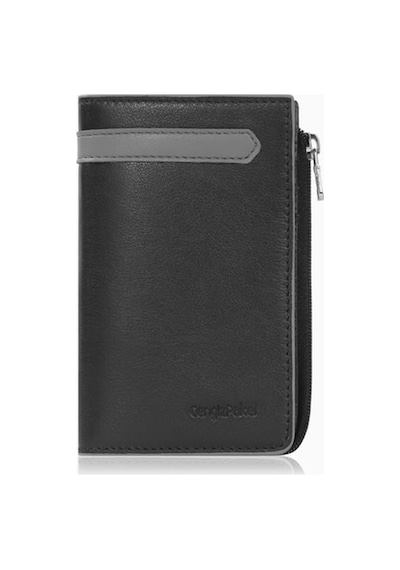 Cengiz Pakel Unisex Hakiki Deri Fermuarlı Kartlık 2512ds Siyah/gri 2512ds-siyah-gri