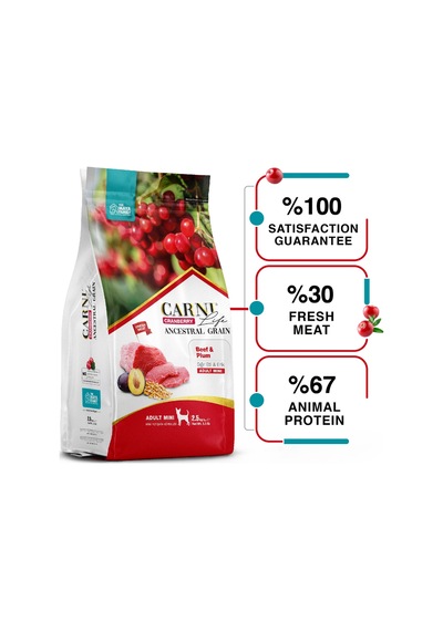 Carni Life Cranberry Ancestral Grain Beef & Plum Mini Yetişkin Köpek Maması 2500 G