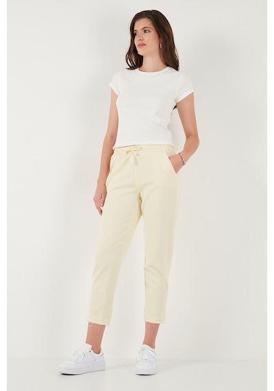 Lela Pamuklu Normal Bel Regular Fit Düz Paça Bayan Pantolon 668Yp42282S4 Sarı