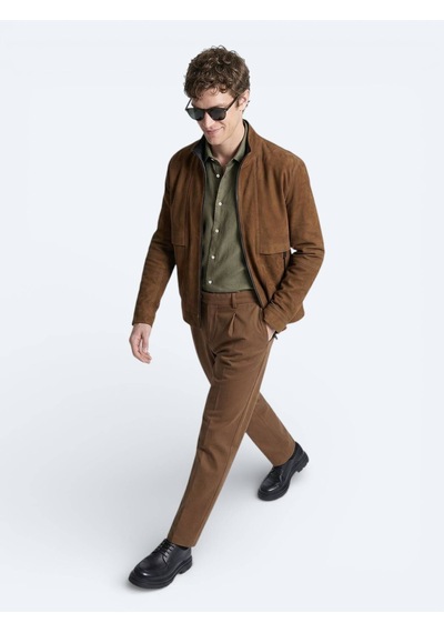 Kip Karamel Regular Fit Dik Yaka Casual Deri Mont