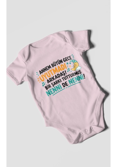 Morivokids Anneye Özel Kısa Kollu Bebek Body %100 Pamuk Zbn194-kk Bebe Pembe