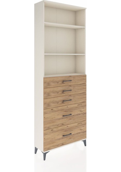 Arges Dolap 3 Raflı 5 Çekmeceli 88x30x243 Aytaşı-çam Aytaşı