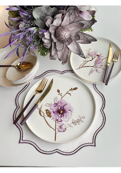 Yemek Takımı Modern Violet 24 Parça 6 Kişilik Renkli