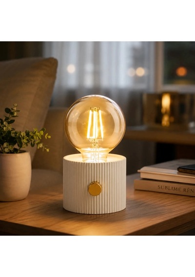 Şarjlı Dekoratif Masa Lambası - Kademesiz Dimmer - Type-c Bağlantılı Siyah
