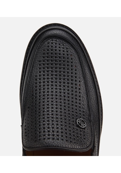 Hotiç Erkek Deri Siyah Delikli Hafif Tabanlı Klasik Loafer