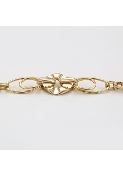 Modern Oval Halka Detaylı 14 Ayar Altın Kaplama Kadın Bileklik Gold