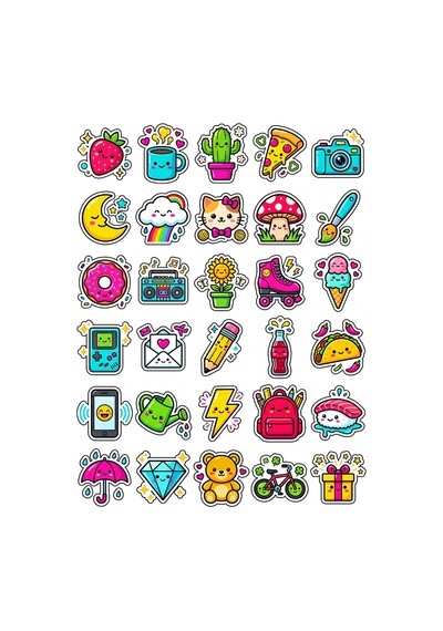 Karma Koleksiyon Sevimli Sticker Seti 150 Adet - 5'li Mega Paket No20 - Laptop Defter Ajanda Çok Renkli