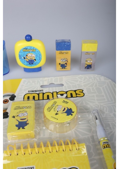 X Dekomus , Lisanslı Minions 12 Parça Kırtasiye Seti Silgi,kurşun Kalem,not Defteri,kalemtraş Diğer