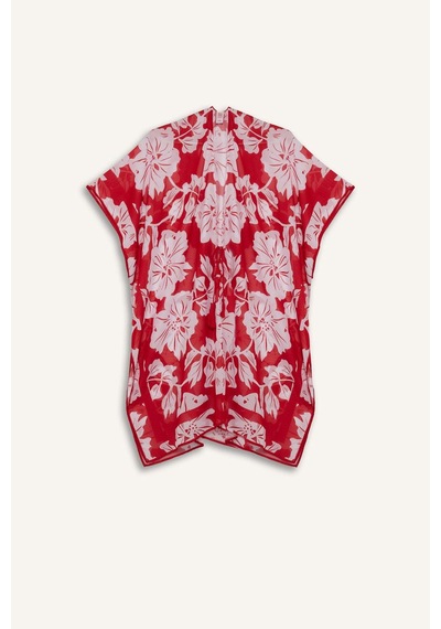 DeFacto Regular Fit Tropikal Desenli Şifon Plaj Kimono-Fall in Love E8221AX25SPRD117