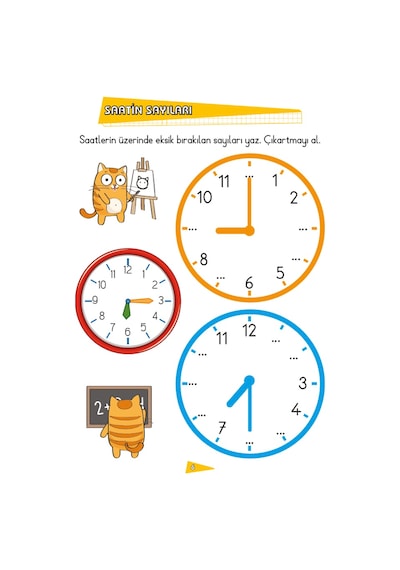 Çıkartmalı Saatler-İlk Okul Eğlenceli Matematik- Limonkids