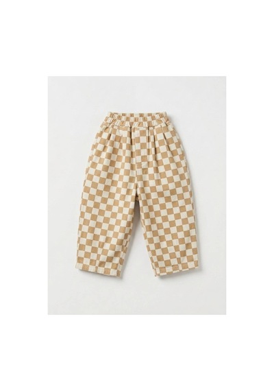 Poala Kids Damalı Balloon Jeans Bej
