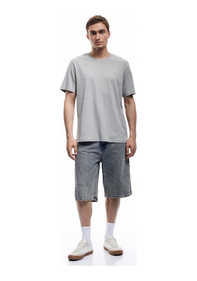 Koton Bisiklet Yaka Regular Fit Pamuklu Kısa Kollu Tişört Gri 6wam10085hk Gri