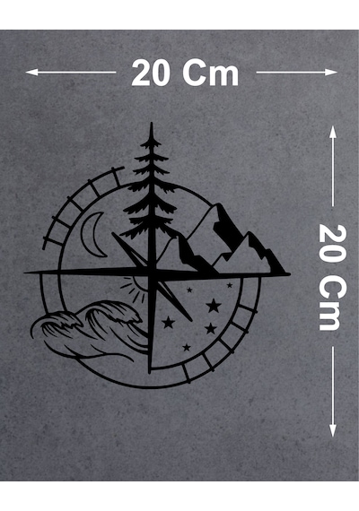 Pusula Dağ Orman Deniz Sticker - Araba Off Road 4x4 Karavan Motosiklet Sticker -00208 20x20 Cm