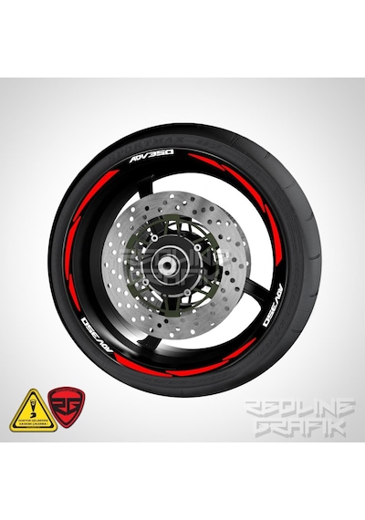 Adv350 Yazılı Kırmızı Reflektörlü Jant Şeridi Redlinegrafik