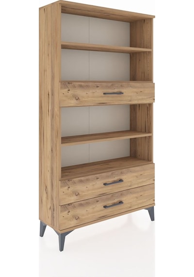Arges Dolap 4 Raflı 3 Çekmeceli 88x30x163 Çam-çam Çam