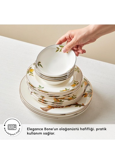 Elegance Bone Samira 24 Parça 6 Kişilik Yemek Takımı Çok Renkli