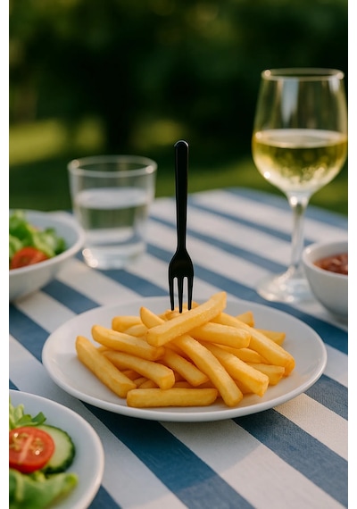 Patates,lokma,sunum Için Plastik Cips Çatalı 8,5 Cm Siyah 100 Adet