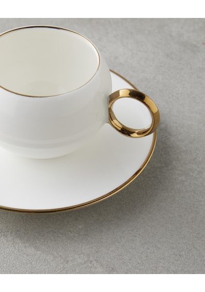 English Home Moonlit Porselen 12 Parça 6 Kişilik Kahve Fincan Takımı 90 Ml Beyaz-gold Beyaz-gold