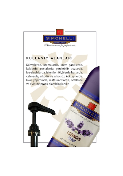 Simonelli Kahve ve Kokteyl Şurubu Lavanta Aromalı 700 ML + Pompa