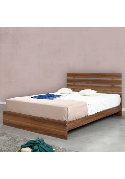 Pasifichome Huga Çift Kişilik Ahşap Karyola Ceviz 180 Cm / Başlıklı Karyola