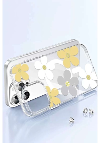 İphone 16 Pro Max Floral Magsafe Kapak - Sarı